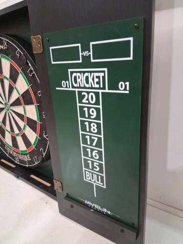 EastPoint javelin Sports Derbyshire Bristle Darts Dartboard and Cabinet Set With Accessories - 23.3" x 20.5" to 39.75" - brown wood (Model: 1-1-76056-TDS) image 5