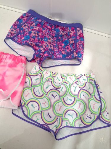 3 ASSORTED GIRL'S SHORTS - EXTRA LARGE (14/16) - PURPLE/PINK/GREEN image 4