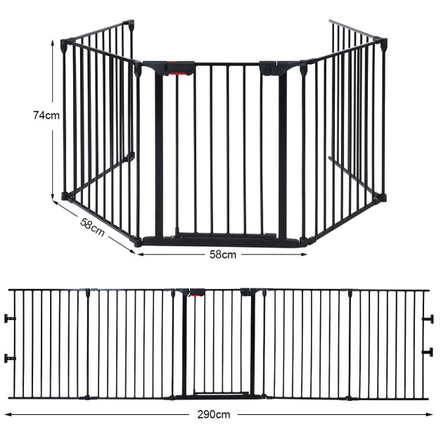 Costway Black 4-in-1 5-Panel Baby Safety Playpen - 114" - black (model: HW70751BK) image 2