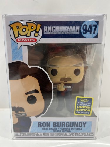 Funko pop! **2022 summer convention** movies: anchorman - Ron burgundy vinyl figure (#947) **plastic protector cover** image 2