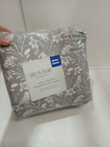 6pc South Point Home Fashions ERNESTO TILE PRINTED MICROFIBER sheet set - fitted sheet / flat sheet / 4 pillow cases - QUEEN - GREY (style: 1703335) image 2