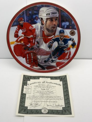 NHL DETROIT REDWINGS & EDMONTON OILERS PAUL COFFEY "SWIFT 77" HEROES ON ICE 5TH ISSUE LIMITED EDITION PLATE - BY SHARIF TARABAY WITH COA image 5