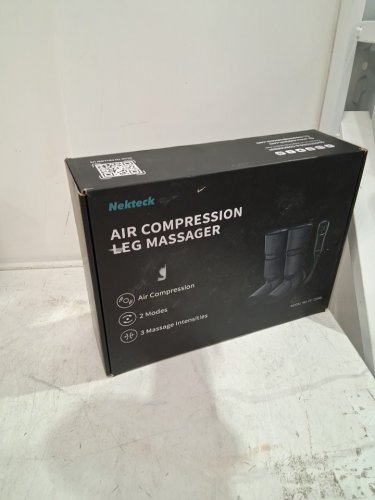 NEKTECK LEG MASSAGER WITH AIR COMPRESSION FOOT AND CALF MASSAGE MACHINE WITH CONTROLLER - 17" x 10" x 3" - BLACK/GRAY - (MODEL: FE-7204B) image 2