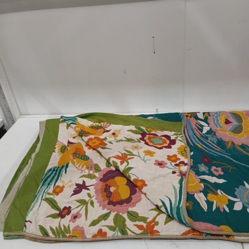 REVERSIBLE BOHO QUIT STYLE THROW BLANKET - 80" X 90" - FLORAL/MULTICOLOR image 3