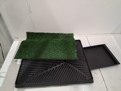 ARTIFICIAL GRASS TURF DOG PEE POTTY PAD BATHROOM TRAINER WITH DRAWER FOR EASY CLEAN-UP - 20" x 25" - GREEN/BLACK image 3