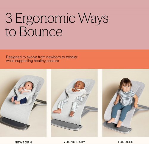 ERGOBABY EVOLVE 3-IN-1 ADJUSTABLE BOUNCER FOR NEWBORNS TO TODDLERS UP TO 20 LBS - LIGHT GREY (MODEL: EVLBNCLTGRYNA) image 2