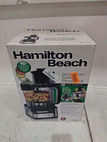 HAMILTON BEACH 12-CUP STACK & SNAP FOOD PROCESSOR - SILVER/BLACK (Model: 70725C) image 2