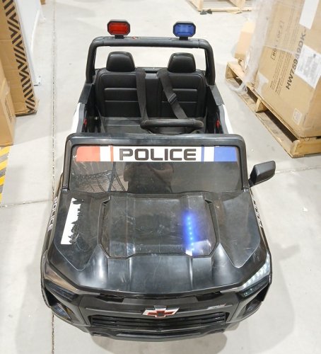 Costzon Chevrolet Kids 2-Seater Electric Ride on Police Car with Megaphone, Siren, LED Flashing Lights - 24V - Black image 3