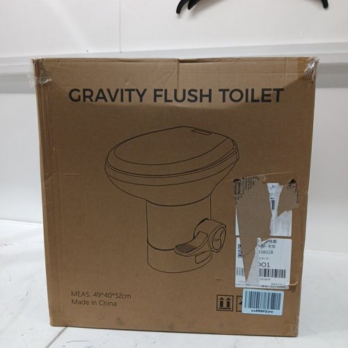 GRAVITY FLUSH TOILET FOOT PEDAL FLUSH FOR MOTORHOME CARAVAN TRAVEL - WHITE (MODEL:CHH-3702T) image 2
