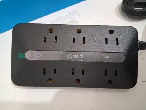 Anker 10-in-1 Ultra Thin Power Strip Extension Cord - with 6 AC, 2 USB-A/2 USB-C port - 5ft - black (MODEL: A91f2) image 4