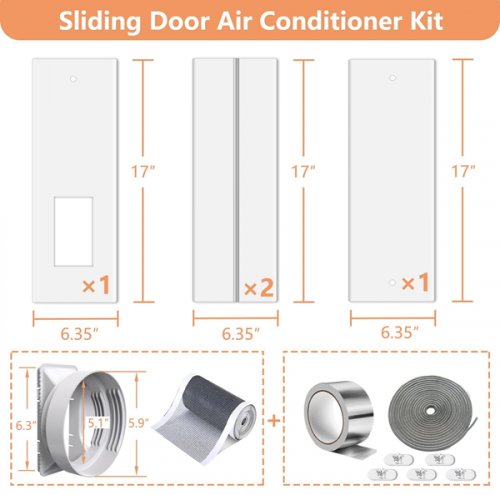 14PC Portable Air Conditioner Window/SLIDING DOOR Vent Kit - 26 - 62" - WHITE image 2