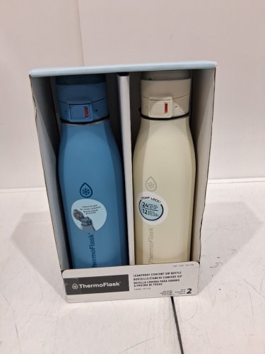 2pk thermoflask leakproof comfort sip Stainless Steel bottle - 25oz - blue/beige (model:1901736) image 2
