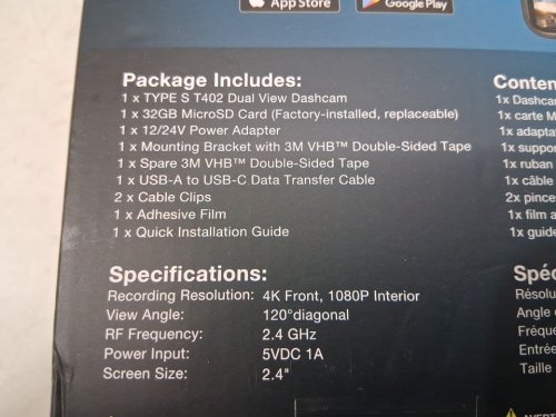 type s Dashcam with AI-Powered Driver Assistance - 4k - black (model: 1829139) image 3