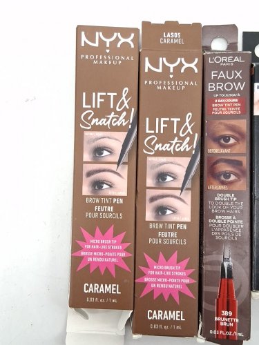 4 assorted brow products - assorted brands, types and shades - nyx lift and snatch brow tint pen / l'oreal faux brow double tip pen / maybelline tattoo brow peel off brow tint image 3