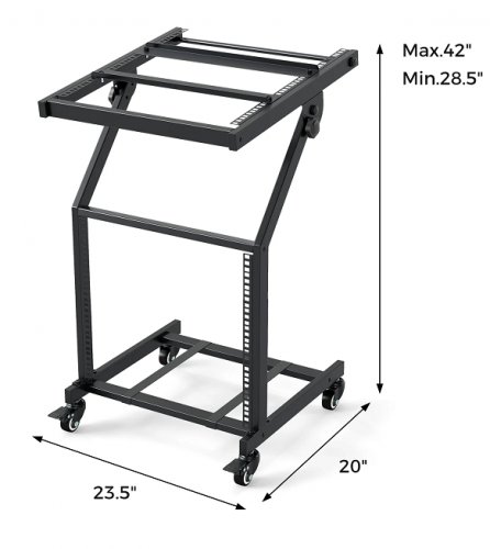 costway professional 2 layer audio mount with adjustable crossbars - 23.5" x 20" x 28.5" - black (model: td10056) image 2