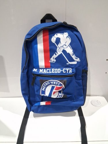 Metro West Force Kids Hockey Backpack with custom name "m. macleod-cyr" - BLUE image 2