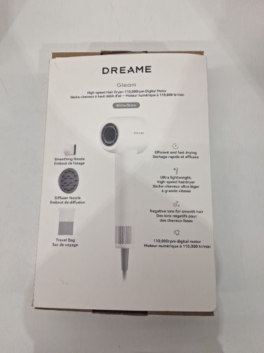 2PC Dreame Hair Gleam High-Speed Hair Dryer with travel pouch - 110,000 RPM High-Speed Motor - WHITE (MODEL: ahd12a) image 2
