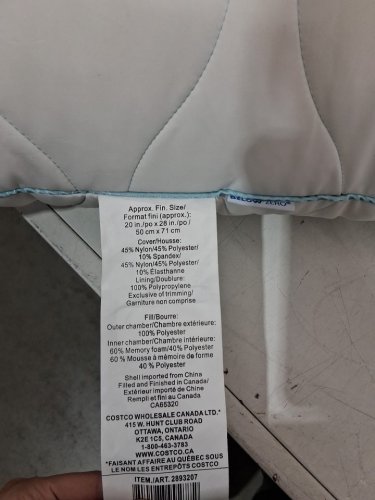 below zero cooling pillow with memory foam and fiber - queen - white (model:2893207) image 3