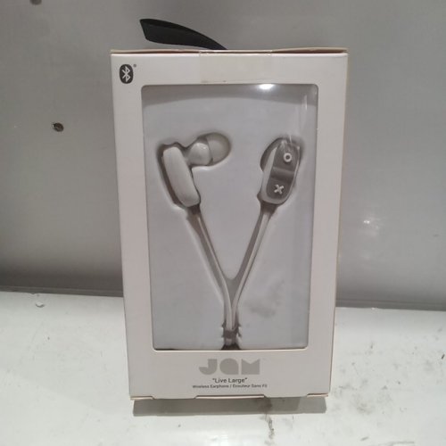 JAM "Live Large" wireless EARPHONES with built in mic - sweat resistant & cord management - white grey (MODEL: HX-EP303GY) image 2