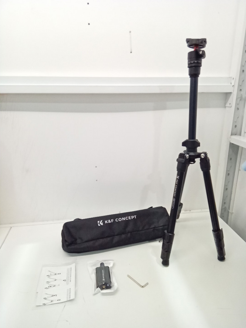 K&F Concept Compact Aluminum Alloy Camera Tripod with 28mm Metal Ball Head - 64" - Black/Orange (Model: B234A1+BH-28L) image 3