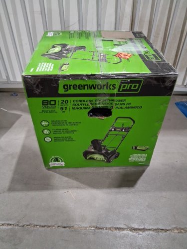 greenworks pro 20" 80v cordless snow thrower with 2.0 ah battery & charger - green (model: snb401) image 8