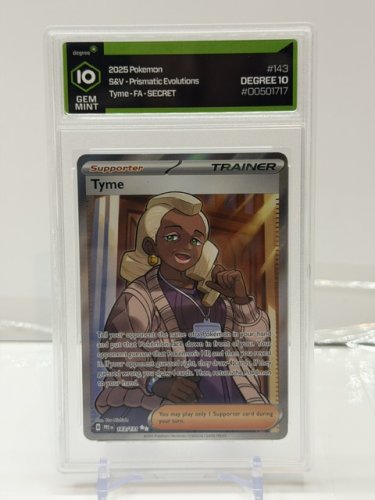 DEGREE GRADED 10 GEM MINT 2025 POKEMON S&V PRISMATIC EVOLUTIONS TYME FA SECRET CARD #143 image 4