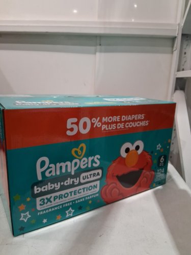 124PK PAMPERS BABY DRY ULTRA FRAGRANCE FREE 3X PROTECTION DIAPERS - SIZE 6 (35LB+) image 2