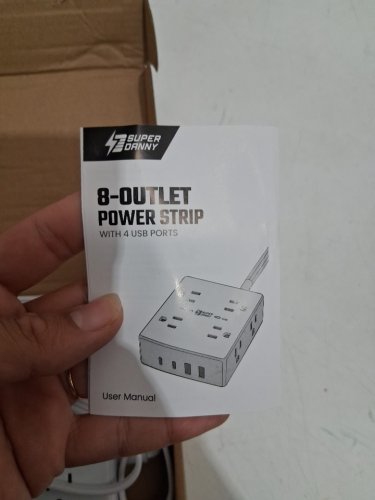 SUPER DANNY USB 8-OUTLET POWER STRIP - 110 V-240 V, 1250W/10A, USB 5 V/2.4A - WHITE (MODEL: SDCP04) image 4
