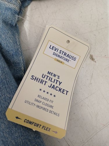 men's levi strauss signature utility shirt jacket - large - denim light image 3