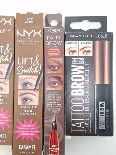 4 assorted brow products - assorted brands, types and shades - nyx lift and snatch brow tint pen / l'oreal faux brow double tip pen / maybelline tattoo brow peel off brow tint image 4