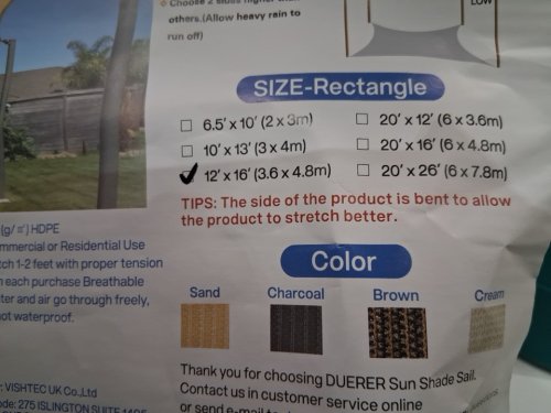 Duerer Sun Shade Sails Canopy 95% UV Blockage - 12FT X 16FT - SAND image 4