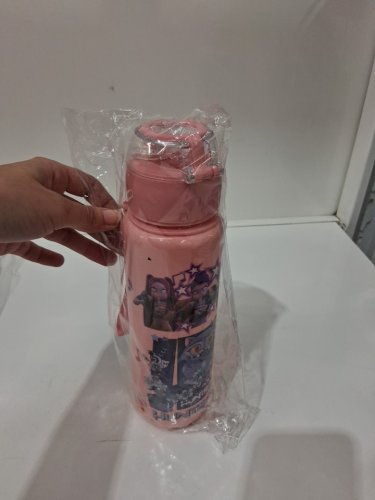 k-pop demon hunter sticker themed flip-straw water bottle - 27oz - pink image 2