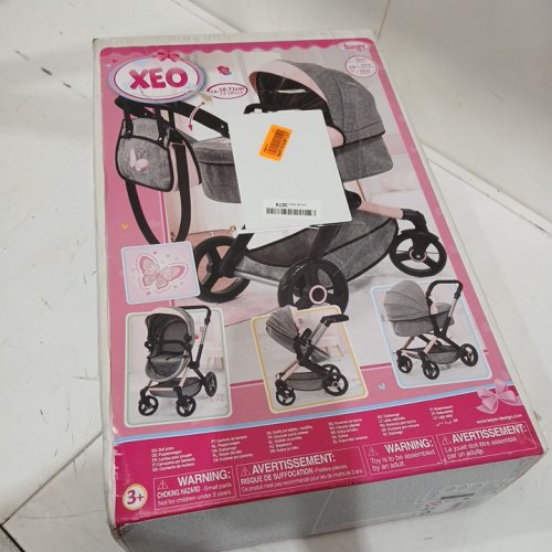 Bayer Design - Dolls Pram Xeo - ADJUSTABLE REVERSIBLE HANDLE Baby Stroller for Dolls with Bag - Ages 3+ - GREY/PINK (MODEL: 17033AA) image 2