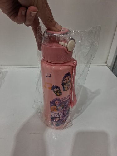 k-pop demon hunter sticker themed flip-straw water bottle - 27oz - pink image 3