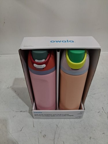 2pk OWALA STAINLESS STEEL WATER BOTTLES - 24OZ - PINK/PEACH (MODEL: 1965314) image 2