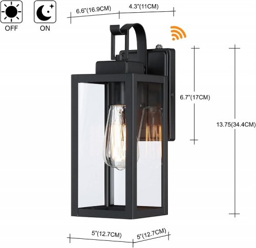 Metallic Moon Outdoor Lantern Style Wall Light with Dusk to Dawn Sensor - 5W - Matte Black  (Model: FS00636) image 3