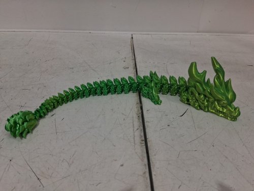 3D printed articulated dragon figurine - 16" - green image 3