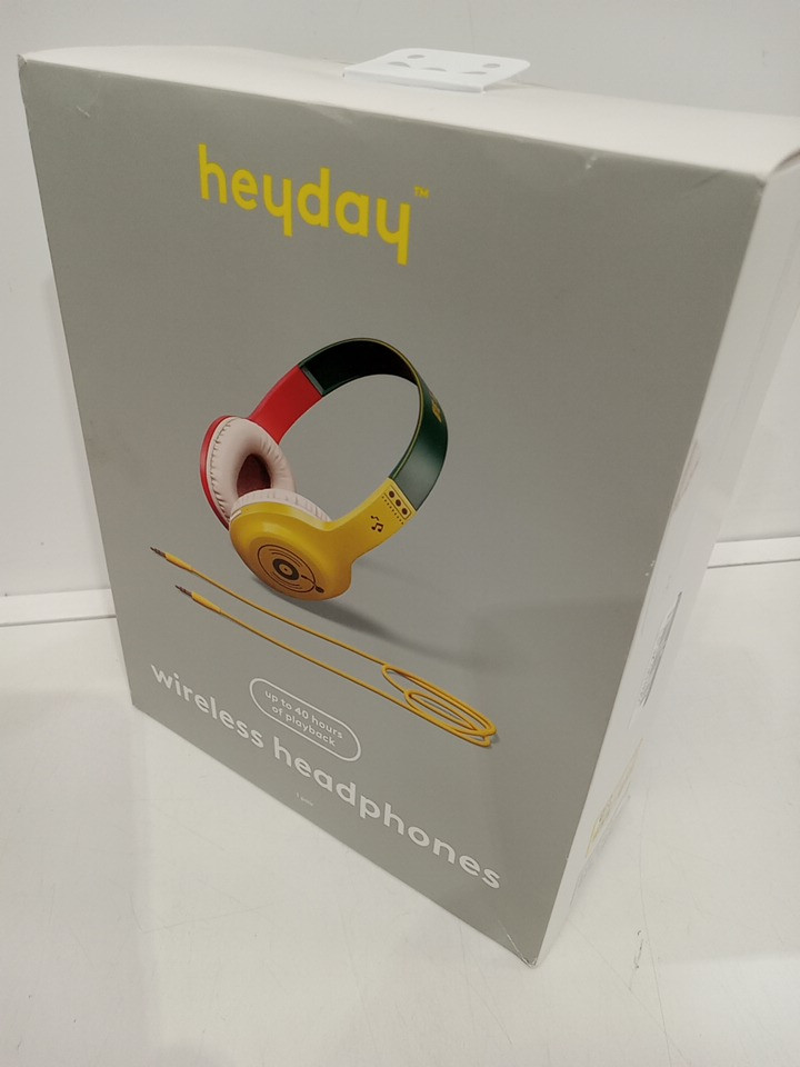 Heyday comfort fit wireless bluetooth headphones with 3.5mm aux cable - 33ft range - red/green/yellow image 2