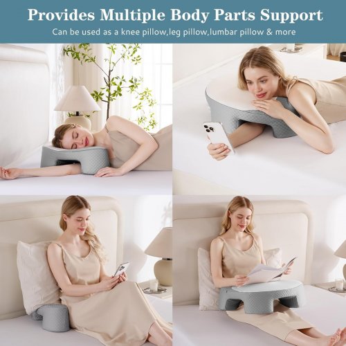 EUHAMS Ergonomic Memory Foam Side Sleeper Pillow with removable/washable cover - GREY/WHITE (MODEL: P253) image 4