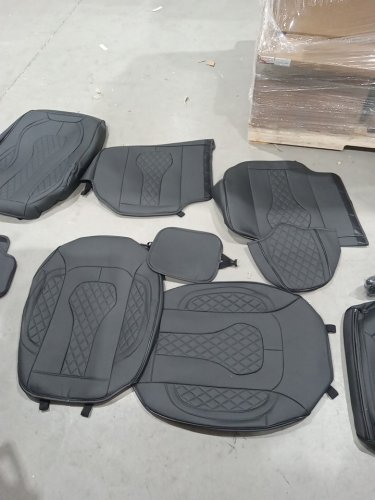 5pc coverado waterproof universal fit leather seat covers - black image 4