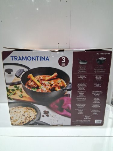 3PC TRAMONTINA PRE-SEASONED CAST IRON DEEP KADAI AND FLAT TAWA COOKWARE SET - 7QT / 11" - BLACK (MODEL: 1901865) image 2