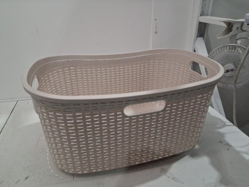 mindreader 40l linen design laundry basket with handles - 40l - ivory white (Model: 40FABASK-IVO) image 2