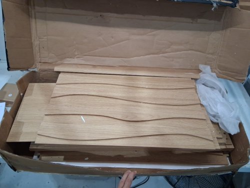 wooden wave design 2-door storage cabinet with charging station - natural wood color - (model: da0825ym01a) image 5