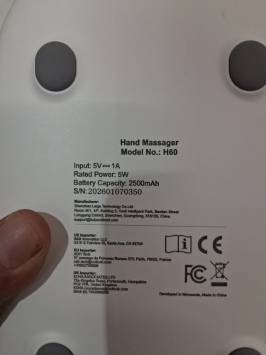 BOB AND BRAD H60 Portable Hand Massager with Heat, Cordless Hand Massage for Daily Use on Wrist, Palm, Fingers - Grey/white (model: H60) image 5