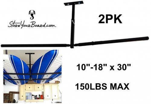 STOREYOURBOARD KAYAK hi-port ceiling Rack mount- 10"-18" x 30" - 150lbs max - black (model: 03873-KAYAK) image 5