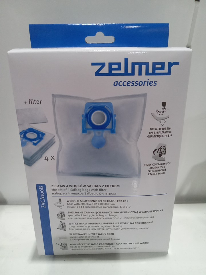 4PK zelmer accessories safbag bags with filter - compatible with various vacuums (model: ZVCA100B) image 2
