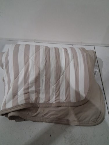 Below Zero reversible Cooling Throw Blanket - 60" x 70" - LIGHT BROWN BEIGE stripes/solid (model: 1991350) image 2