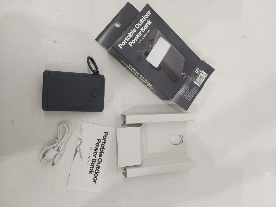 gems portable outdoor 12w power bank with carabiner - usb & usb-c output, 6000mah - dark grey image 4