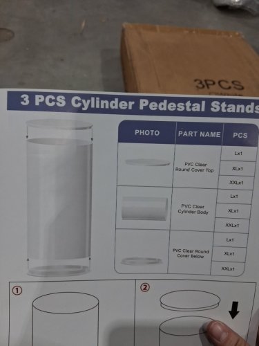 3Pc Cylinder Pedestal display stands - 24", 30", 35" - white image 4