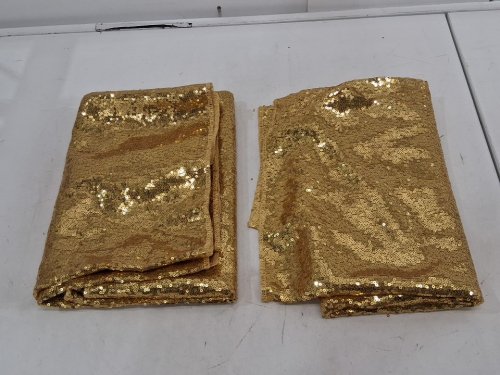 (2 panel) Gold Sequin Backdrop Curtains - 2FT x 8FT (each), Glitter Photo Background Drapes - gold image 3